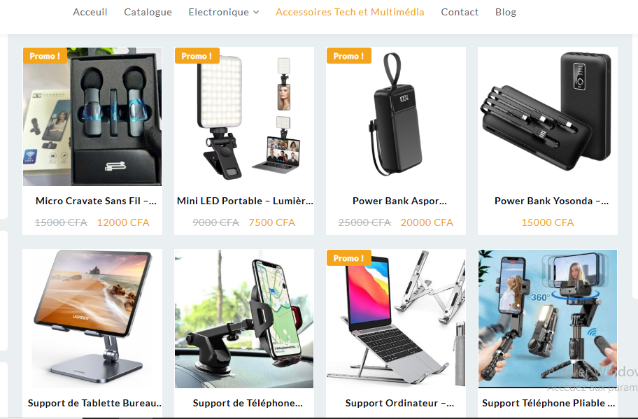 Boutique en ligne E-Bénin Market – Accessoires téléphone et high-tech disponibles au Bénin